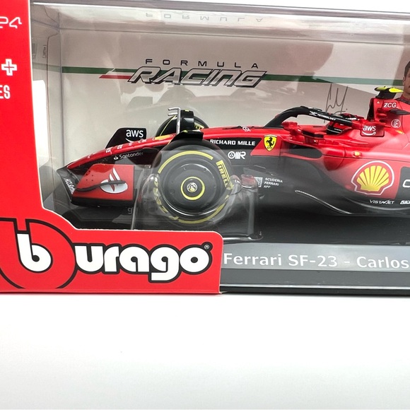 Ferrari SF-23 #55 Carlos Sainz Formula One F1  2023 Burago Diecast 1/24 Sz 9.5” - Picture 8 of 15
